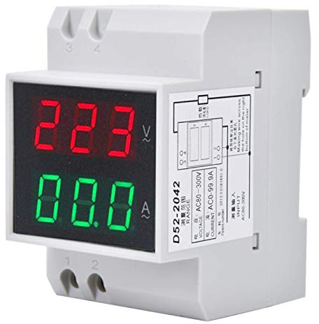 LANTRO JS - D52-2042 Multímetro Voltímetro Amperímetro, AC80-300V AC0-99.9A Digital DIN-Rail Alta Precisión Doble Pantalla Voltaje Ampere Meter
