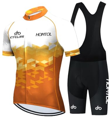 HOMTOL Radtrikot Set Herren Langarm Kurzarm Fahrradbekleidung Fahrradtrikot Triathlon Anzug Herren Fahrrad Trikots Atmungsaktiv Elastische Schnell Trocknend Trikot Radfahren MTB