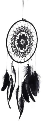 Schwarzer Traumfänger, Makramee-Traumfänger, handgefertigter Feder-Traumfänger, Wandkunst, hängender Traumfänger Schwarzer Traumfänger für Schlafzimmer, Heimdekoration