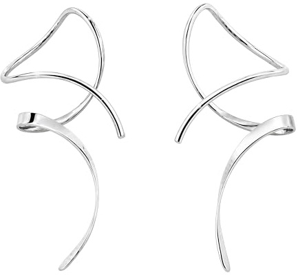 Ohrringe für Frauen Spiral-Einfädler-Ohrringe 925er Sterlingsilber-Ohrringe, handgebogene Ohrhänger für Frauen, geeignet zum Verschenken, perfekt für Ihre Geburtstagsfeier, Weihnachten, Geschenke.