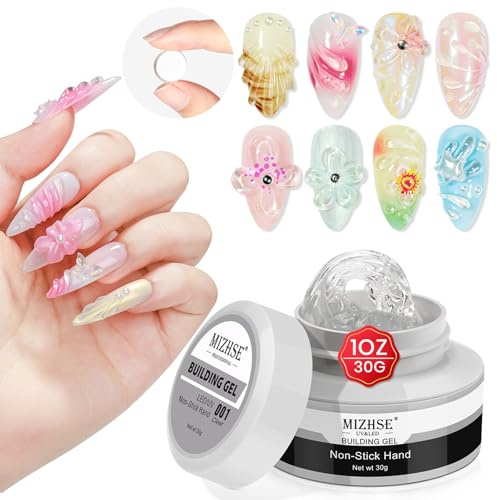 MIZHSE Solid Builder Gel, 30g Clear Non-stick-hand 3D Sculpture Gel For Nails Extension Strengthening Nail Decoration UV/LED Quick Extension