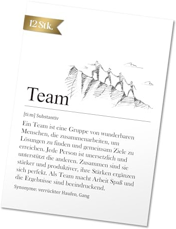BIROYAL 12er Set Team Karte A6, Abschiedskarte Kollegen - Team Geschenk, Kleine Geschenke für Kollegen, Dankeschön, Karte Abschied Kollegin (ohne Umschläge)