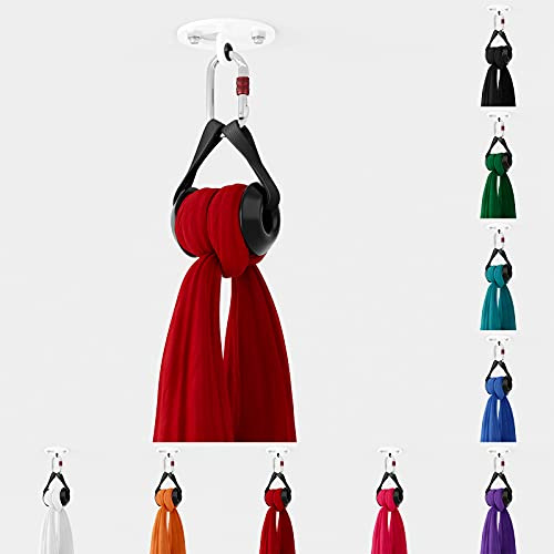 Play Juggling - Kit Verankerungsplatte + Vertikaltuch + Aufhängung + Karabiner mit Schraubverschluss für Luftakrobatik und Luftdisziplinen, 100% Polyester - Zertifiziert (7 Meter - Weiß)