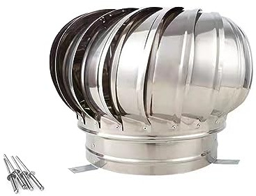 Drehbar Edelstahl Kaminhaube, Drehbarer Schornsteinaufsatz, Edelstahl Verdickt Lüftungsgitter, Regenhut Dachhaube, Ventilator mit Windantrieb, Kaminhaube, für Garage, Küche, Bad (Size : 300mm)