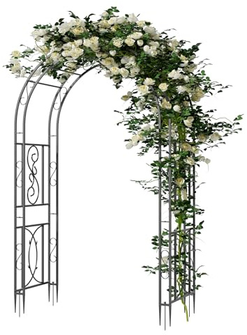 unho Arche de rosiers avec 12 piquets - Extra stable - Arche de jardin romantique pour plantes grimpantes - Arche de jasmin pour la cérémonie de mariage - 134 x 59 x 215 cm