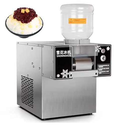 Commercial Snowflake Ice Maker, 360W Electric Ice Crusher With 2 Feed Barrels, 60kg/24h Mechanical Coffee Chiller, for Smoothie, Milk, Ice Cream, Coffee