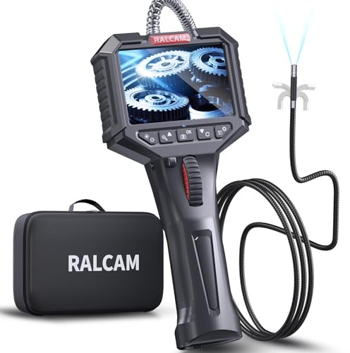 Ralcam Two-Way Articulating Borescope, Endoscope Camera with Light 0.24in/6.2mm Articulated Inspection Camera, 3.3 FT Semi-Rigid HD Video Snake Scope for Automotive Aircraft Mechanics
