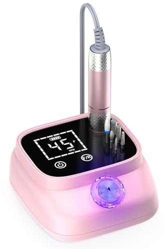 ANBEISTEE Professionell 45000 RPM Elektrische Nagelfräser, Tragbare Nagelfeile, Fräser Nägel, Nagelbohrer, Pediküre, Acrylnagel Gel Polieren Entfernen, Geeignet für Salons und Familien, Rosa