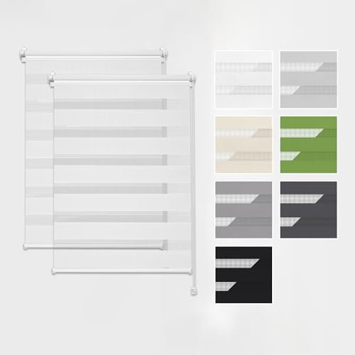 Estika Doppelrollo Klemmfix ohne Bohren, 2 Stück im Set – Breite: 130 cm – Höhe: 150 cm – Farbe: Weiß – Jalousie für Innenfenster, Duo-Rollo, Fensterrollo innen