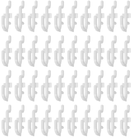 sourcing map Lot de 100 crochets d'étagère style J en plastique de 3,5 cm pour panneau perforé - Support mural pour établi, garage, cuisine, magasin, blanc