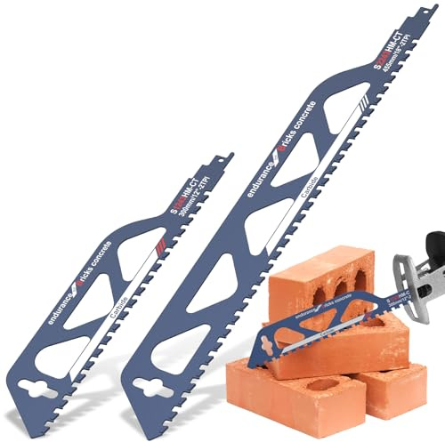 12&18In Alloy Universal Reciprocating Saw Blade with Tungsten Carbide Teeth | Minimize Dust Design, Precise & Clean Cut, for Brick, Porous, Aerated Concrete, Sand-lime Brick & Cement Composite Boards