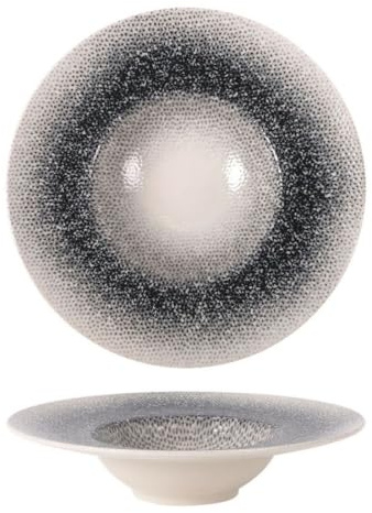 Assiettes rondes de 6 pièces EMA, Plat de présentation creuses pour soupe, pâtes et desserts en porcelaine décorée - diamètre 28 x Hauteur 6,8 cm