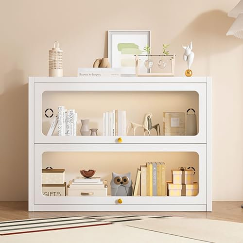 Libreria Scaffale, Libreria Verticale, Vetrina Moderna con Anta a Ribalta Che Spinge Verso L'interno, Mobiletto Portaoggetti Indipendente, Scaffale da Soggiorno per Soggiorno, Camera da Letto, Cucina(