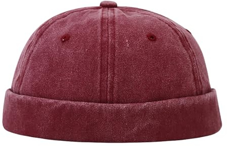 QKURT Cappello Docker da Uomo, Berretto Docker retrò Berretto da Marinaio da Lavoratore Cappello Senza Visiera, Berretto da Pescatore Estivo Senza Visiera, Berretto Regolabile