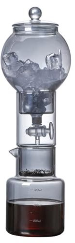 Cafetera de Goteo para café frío, cafetera de Goteo, cafetera de Goteo de Vidrio de 600 ml con válvula reguladora de Velocidad de Goteo, cafetera de extracción en frío Tipo Goteo para el Hog