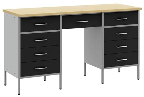 vidaXL Armario de Trabajo 3 uds. Negro Madera Ingenierizada y Acero