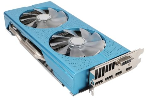 VBESTLIFE Tarjeta Gráfica RX590 de 8 GB, GPU GDDR5 de 256 bits, Tarjeta de Vídeo para Juegos PCIE 3.0 X16 de 8000 MHz, Tarjeta Gráfica para Computadora de Escritorio con 2 Puertos HDMI, 2