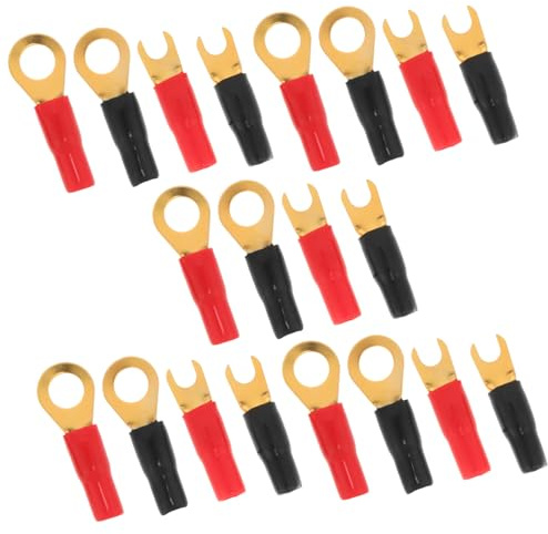 Alipis 8ga Insulated Copper Ring and Fork Crimp Terminals Kit 10 Pairs Heat Shrink Sleeves for Car Speaker Wire Connectors and Radio Wire Harness Adapter