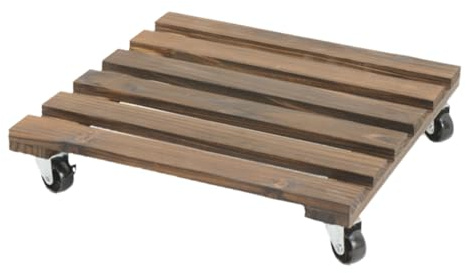 Planche à roulettes pour plantes d'extérieur - Résistante aux intempéries - Soucoupe avec roulettes - Support à roulettes pour plantes d'intérieur - En bois (carré 40 x 40 x 7,5)