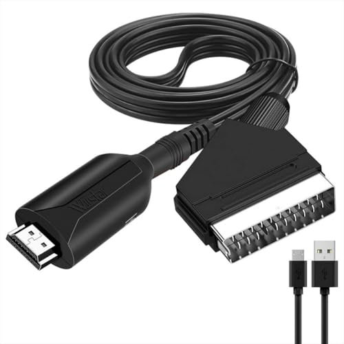 RC HDMI to SCART Cable, Hdmi to Scart Converter Adapter Cable Connector Cord 1M HDMI Input SCART Output, Support PAL/NTSC Formats for PC/VHS/VCR/DVD/PS4/TV/Monitor