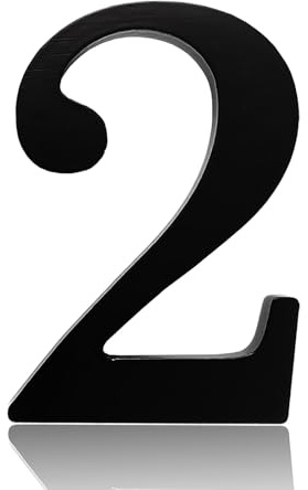 Self Adhesive House Numbers Stickers 2 Inch Modern Metal Stainless Steel Door Number 5cm Black/Gold/Silver Address Mailbox Sign, for Wall Decor Hotel Apartment Home Room Office Cafe Garden(Black 2)