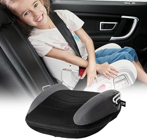 SitzerhöhungAuto K-inder, AufblasbareKindersitz Auto, RückenfreieAutositzkissen, TragbarerKindersitzerhöhung, Autositz für K-inder Bequem Reisefreundlich 49 x 37 x 2 cm ﻿ (Schwarz)