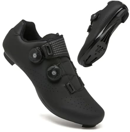 Cycling Shoes SPD SPD-SL Road Cycling Shoe Mens Womens Bike Riding Shoes MTB Spin Cycle Road Bike Shoes Compatible with Delta/KEO Peloton Indoor Outdoor (6.5,Black SPD)