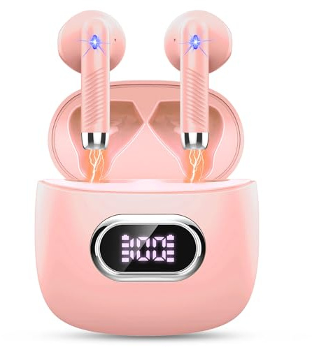 Drsaec Cuffie Bluetooth, Auricolari Bluetooth 5.4 con 4 Mic, Cuffie Wireless In-ear Bassi Potenti, Cuffie Senza Fili Cancellazione Rumore Argento