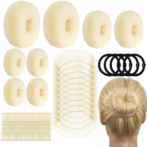 63-teiliges Haarknoten-Set in verschiedenen Größen, Haarknoten-Maker mit Haarnadeln und Elastikbändern für Frauen und Kinder Balletttänzer