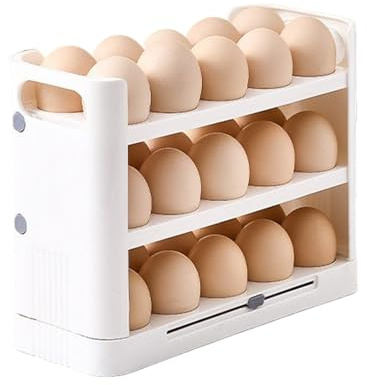 Huevera Grande para - Organizador de Almacenamiento de 3 Capas con Asas | Ideal para congelador, hogar, cocina, encimera, despensa, armario, camping, apartamento, granja.