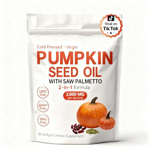 KITABIO Pumpkin Seed Oil Softgels - Pumpkin Seed Oil Capsules | Portable | Cold Pressed | Gluten Free | Non-GMO - 60 pc / 1 Mini Bag