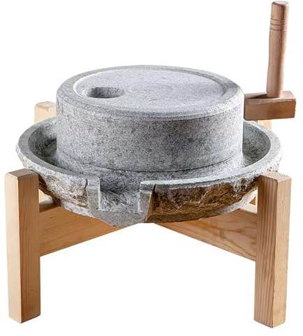 Naturlig granitsten kornkvarn, handgjord manuell kvarn för torr och våt mat, traditionellt slipverktyg