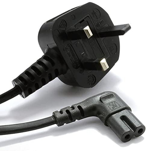3m 90 degree Right Angle Figure 8 IEC C7 Mains Stereo TV Power Lead Cable Black