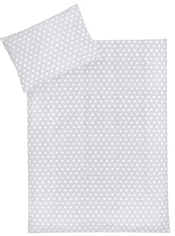 Julius Zöllner Kinderbettwäsche 100% Baumwolle, Standard 100 by OEKO-TEX, made in Germany, Gr. 100x135 + 40x60 cm, Sterne grau