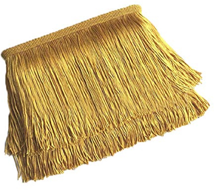 Yalulu 10 Meter Länge 10cm Breite Quaste Seide Fransen Geschnitten Fransenborte Kostüm Quaste Trimmen Apparel Fransenband Nähzubehör (Gold)