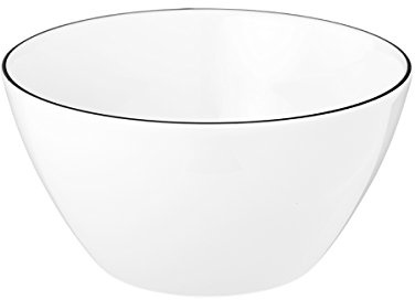 Seltmann Weiden Lido Black Line Müslischalen 2er Set, 15 cm, Dessertschalen mit schwarzem Rand, Porzellan, Weiß