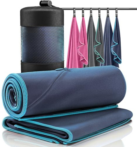 Mikrofaser Handtuch 2er Set: Schnelltrocknend, Kompakt, Leicht | Microfaser Microfiber Towel groß klein: Camping Fitness Sport Badetuch Sporthandtuch Reisehandtuch Mikrofaserhandtuch Fitnesshandtuch
