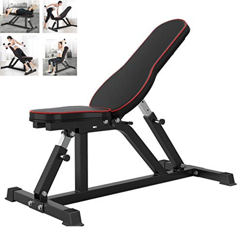 Multifunktions-Hantelbänke Hantelbank Bauchtrainingsgeräte Indoor Fitnessgeräte Sit-up Aid Bankdrücken Fitness Stuhl Tragender 300kg (Color : Black, Size : 118x45x40cm)