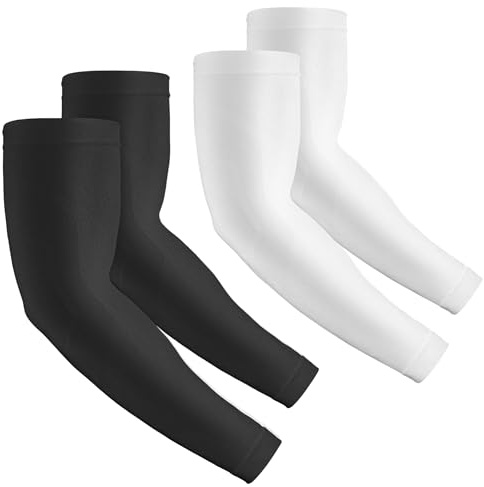 Rescoto 2 pares de mangas de compresión de compresión con protección UV para hombres, mujeres y jóvenes, cubierta de tatuaje, UPF 50