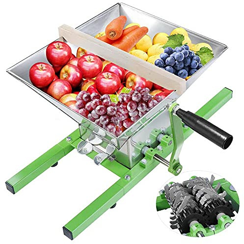 NAIZY 7L Edelstahl Obstmühle Maischemühle mit Handkurbel Obstpresse Manuell Schredder (Obstmühle, 7L)