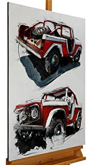KunstLoft Metallbild 3D | 100% HANDGEFERTIGT | 60x90x5cm | Wandbild Metall Deko 'American Dream' | Autos & Technik | Grau Rot | Metall Wanddeko Wohnzimmer