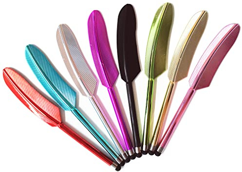 Morices 8 Pcs Stylus Pens for Touch Screens, Multicolor Feather Shaped Universal High Sensitivity Capacitive Stylus Compatible with Kindle Tablets Smartphones and Other Touchscreen Devices
