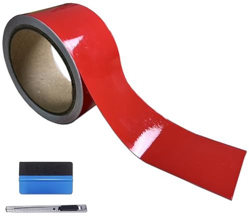 NewL Car Film Glossy - 5cm x 900cm Pellicola Autoadesiva per Auto Moto Finestra Automotive Chrome Trim Car Wrapping (Rosso lucido, 5cm x 900cm)