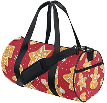 Sac de sport pour homme et femme Motif pain d'épices Rouge/doré, multicolore, L