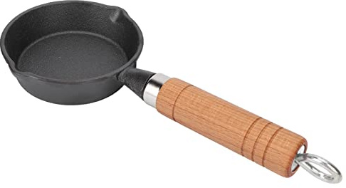 Yosoo Health Gear Poêle en Fonte de 10 Cm avec Manche en Bois pour Faire Frire Les œufs Mini Ustensiles de Cuisine à Crêpes à Fond Plat Cuisinière Antiadhésive pour Le Petit-déjeuner