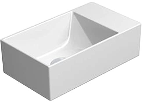 Ben Stelvio weißes Waschbecken mit Xtra Glaze+ und durchschlagbarem Hahnloch 40x23x12 cm - Waschbecken für Unterschrank, Waschtisch für Gäste WC