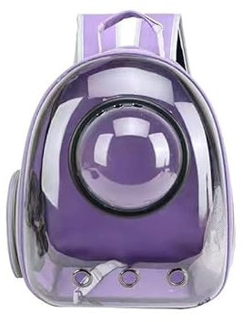 Sohodoo Katzenrucksack, Katzentragetasche, Raumkapsel, Haustier-Luftblasen-Rucksack, atmungsaktiv, Katzenrucksack, Trägerrucksack, Tasche, transparente Haustiertragetasche, belüftet (Color : Purple)