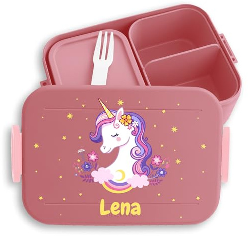 Kinder Bento Box Midi für Mepal Bentobox - Einhörner - Brotbox süßes Einhorn Lunchbox Unicorn I - 900 ml - Rosa - brotdose mädchen personalisierte brotboxen einhörnern süsses