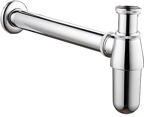 SPARES2GO Deodorant Bottle Trap Adjustable Sink Waste 32mm 35mm Brass Pipe Kitchen Bathroom Basin Set (Chrome/Silver)