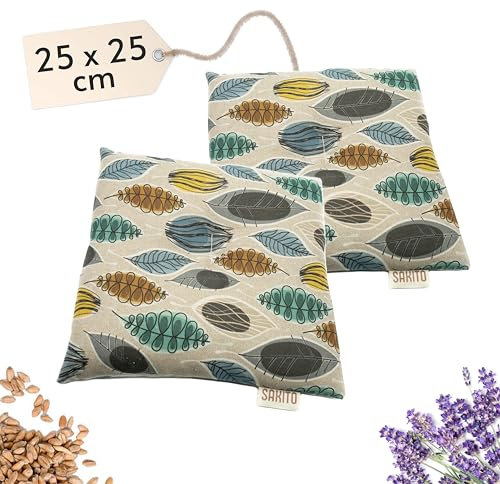 2 (uds) Saco Semillas Microondas (25x25 cm) - Cojin Térmico Natural para Cervicales y Lumbalgia, Uso en Calor o Frio - Gran Retencion de Calor - Muy Duradero, Tela de Primera Calidad - Aroma a Lavanda